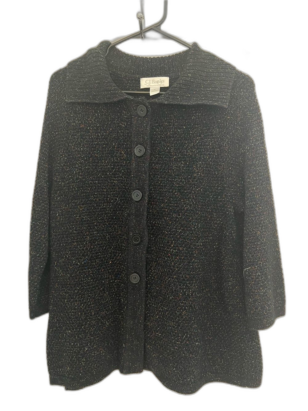 C.J. Banks Multicolor Tweed Knit Button-Front Cardigan Sweater Women’s Size X